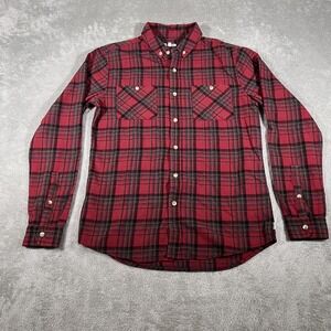 Banks Journal Shirt Mens Medium Red Plaid Flannel Long Sleeve Button Up Casual